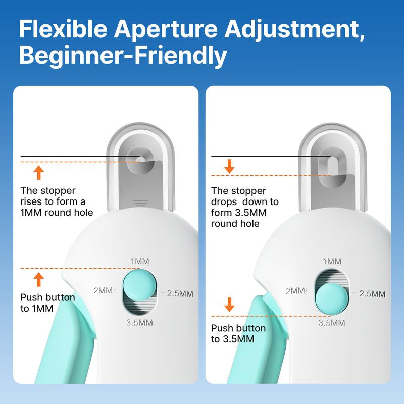 Potaroma Cat Nail Clipper with Adjustable 4-Size Trimming Hole & Hidden Nail File | Safe Toenail Trimmer for Kittens & Indoor Cats | Anti-Splash Claw Cutter for Cat Grooming (Blue)