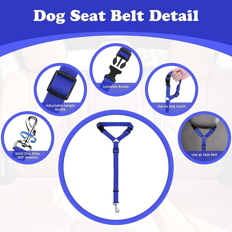 Cat Car Seat Belt Leash for Pets, Adjustable Pet Safety Strap, Car Seat Belt Dog Leash, Durable Car Safety Leash for Small Dogs, Dog Traction Rope