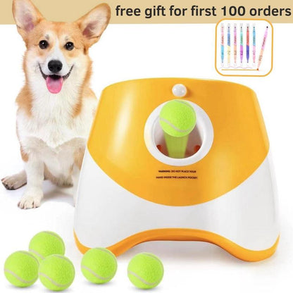 3 Mode Adjustable Pet Toy with Tennis Balls,Automatic Dog Ball Launcher & 3 Balls, Petsupplies for Indoor Outdoor Interactiveplaying