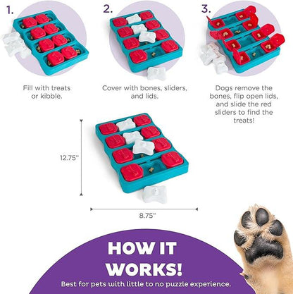 Training Dog Brick Puzzle Toy with Flip, Lift, & Slide Treat Hiding Compartments Dogs Puzzle Interactive Treat Puzzle Dog Toy, Level 2 Treat Dispenser 1