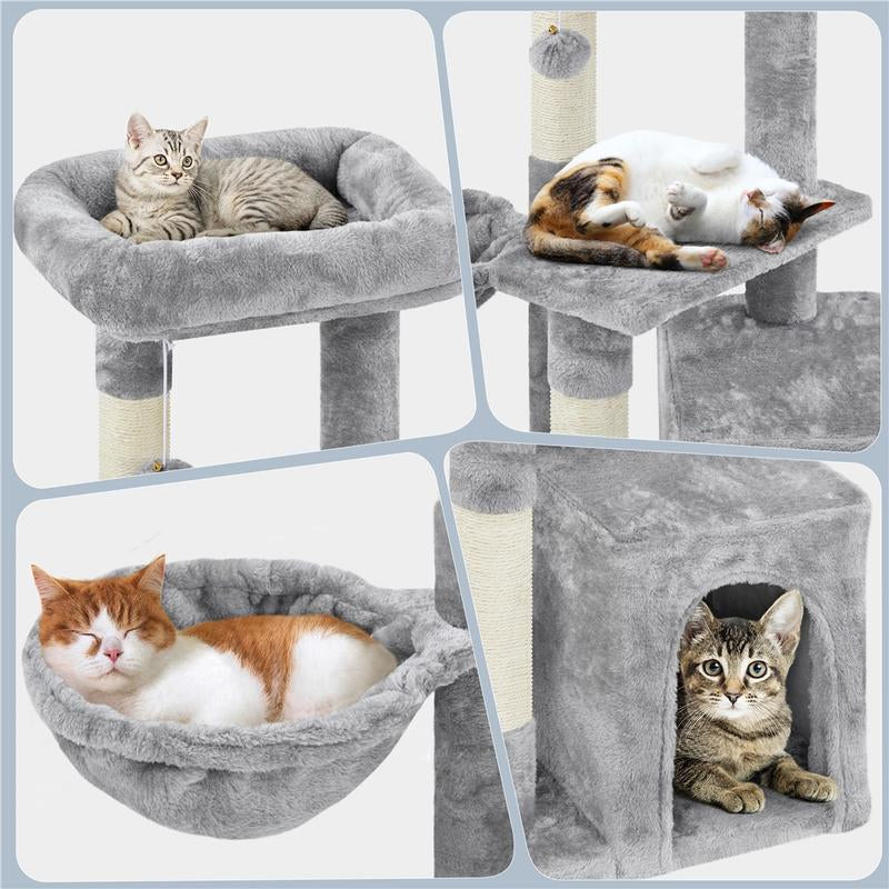 Yaheetech 34.5″ Cat Tree, Multi Level Cat Tower Cat Activity Center Scratching Post Indoor Furniture Cat Bed with Basket for Kittens
