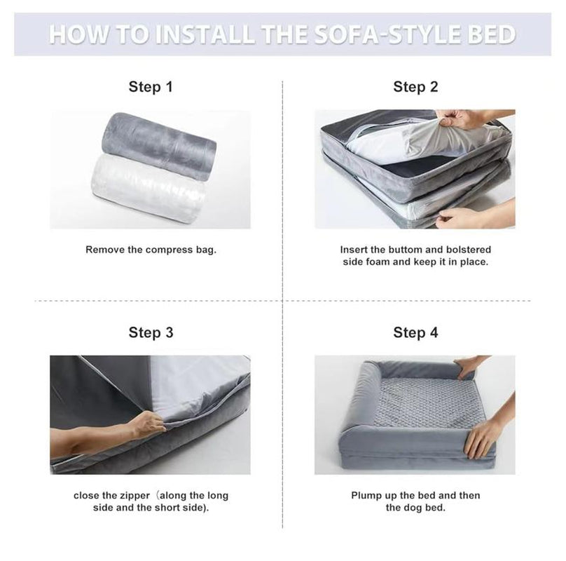 【Father'S Day Special】Orthopedic Dog Bed for Large Size Dogs, Supportive Memory Foam Dog Sofa with Washable Removable Cover, Non-Slip Base, Waterproof Pet Couch Bed