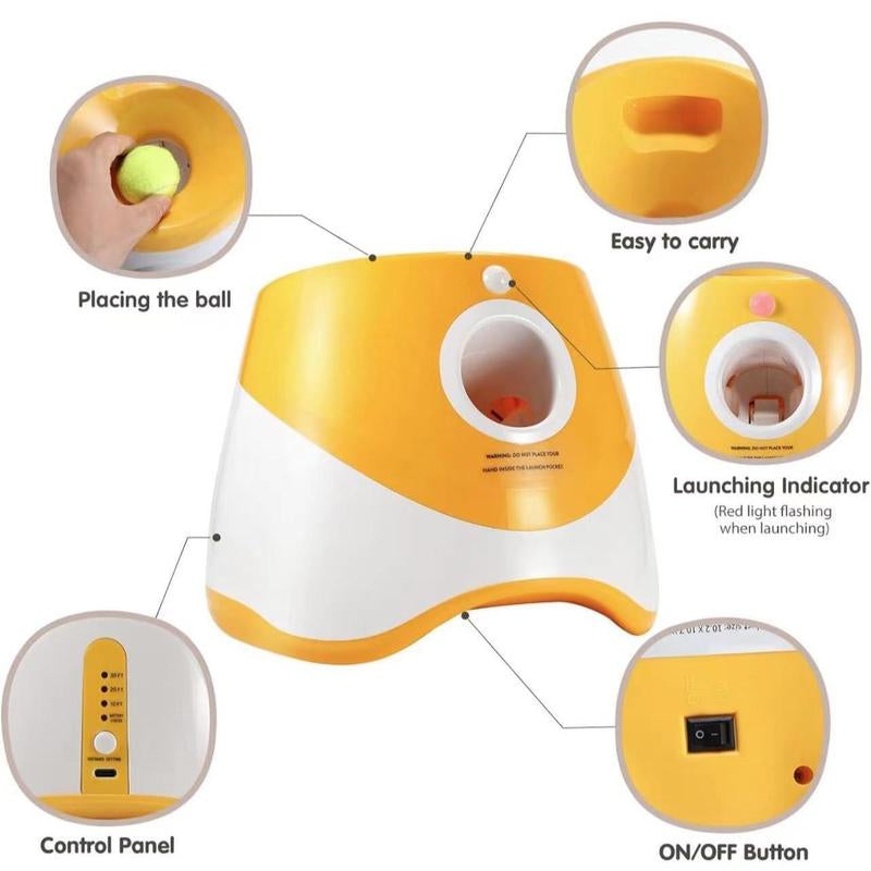 3 Mode Adjustable Pet Toy with Tennis Balls,Automatic Dog Ball Launcher & 3 Balls, Petsupplies for Indoor Outdoor Interactiveplaying