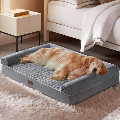 【Father'S Day Special】Orthopedic Dog Bed for Large Size Dogs, Supportive Memory Foam Dog Sofa with Washable Removable Cover, Non-Slip Base, Waterproof Pet Couch Bed