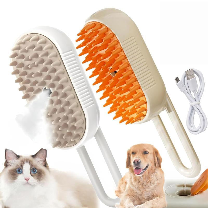 Steam Pet Brush for Pet Hair 3-IN-1 Steamy Cat Brush Grooming Comb for Dog Steam Brush for Cats Remove Flying Fur Steam Advanced Pet Hair Removal Comb Pet Pal Brush Cleaning,Pet Steam Brush,Cat Dog Hair Remover, Adjustable Pet Hair Remover,Pet Steamy Mist