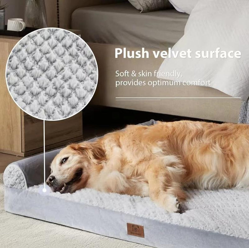 【Father'S Day Special】Orthopedic Dog Bed for Large Size Dogs, Supportive Memory Foam Dog Sofa with Washable Removable Cover, Non-Slip Base, Waterproof Pet Couch Bed