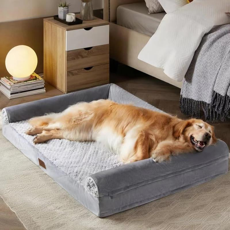 【Father'S Day Special】Orthopedic Dog Bed for Large Size Dogs, Supportive Memory Foam Dog Sofa with Washable Removable Cover, Non-Slip Base, Waterproof Pet Couch Bed