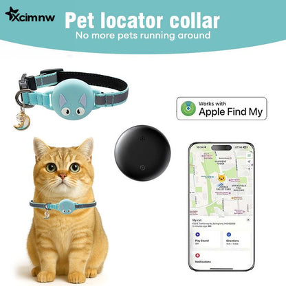 Xcimnw-Cat Dog Collar with GPS Tracker, Waterproof Cat Dog Collar with Luminous & Reflective Fish Pattern, Lightweight Kitten Puppy Collar, Hidden GPS Tracker for Cats Puppy, Kittens, Boyfriend Gift