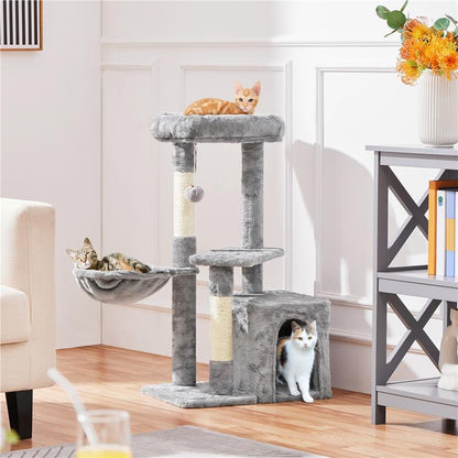 Yaheetech 34.5″ Cat Tree, Multi Level Cat Tower Cat Activity Center Scratching Post Indoor Furniture Cat Bed with Basket for Kittens